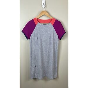 Title Nine‎ Women's Sz Lg Unconventional Dress Stretch Gray Raspberry Coral